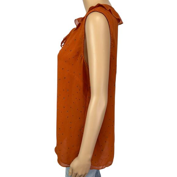 Cabi Sprinkle Ruffle Top Orange Sleeveless Double Layer #3764 Size M - Picture 7 of 12